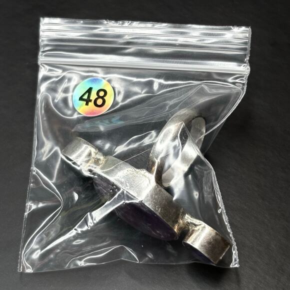 Sterling Silver Amethyst Ring Genuine Amethyst Statement Ring Size 7 - Picture 6 of 6